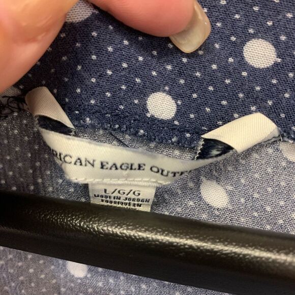 American Eagle Outfitter Grommet Tie Polka Dot Mini Dress sz L - Picture 3 of 4